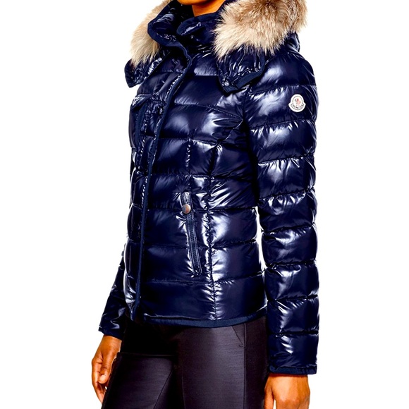 Moncler Jackets & Blazers - Moncler Navy Blue Puffer Jacket with Fur Trim